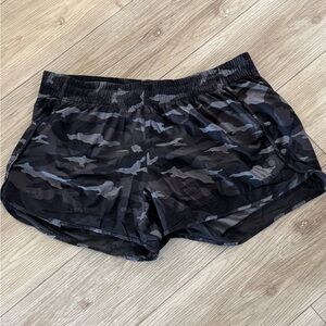 Athleta Black Camo Racer Shorts